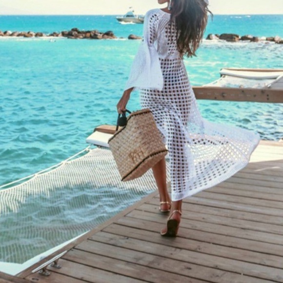 SALE✨LAST 1✨5⭐️NEW CROCHET SLIT LONG COVERUP DRESS - Picture 3 of 7